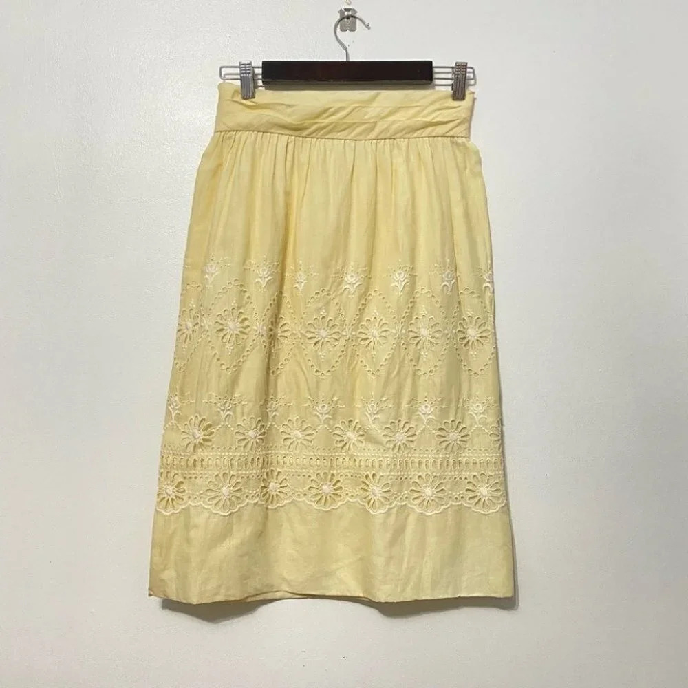 Vintage - 1960’s Butter Yellow Eyelet Skirt